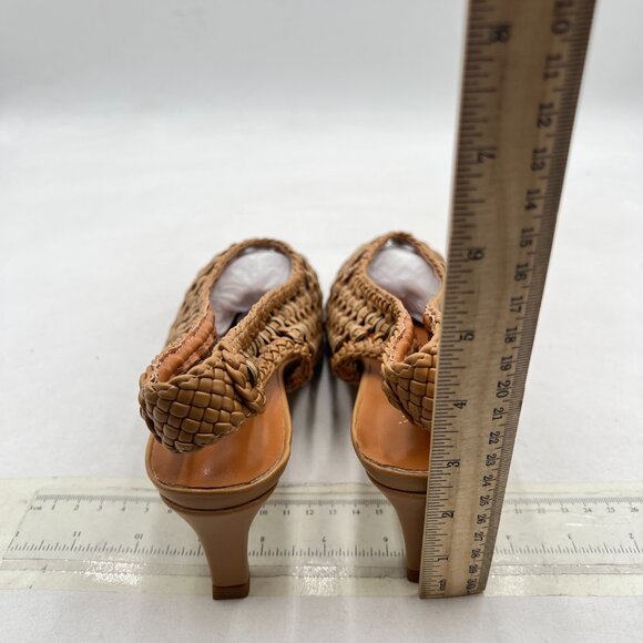 Wo Wagas Brown Slingback Strap Square Toe Pump Slip On Low Kitten Heels Sandals - Picture 5 of 8